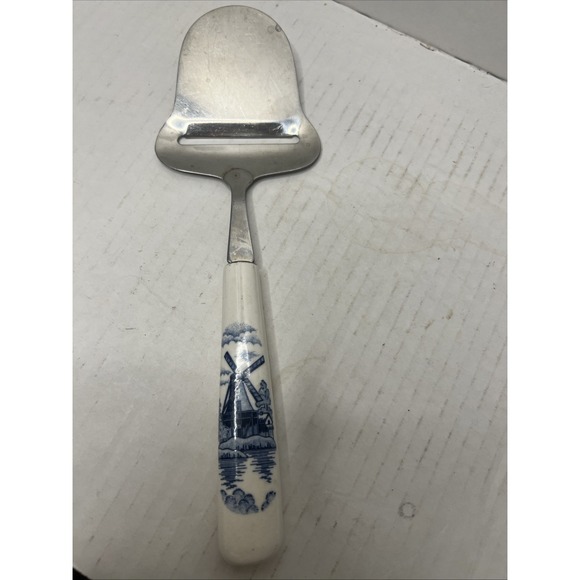 KAASSCHAAF KASEHOBEL Other - Dutch Delft Cheese Slicer Holland Windmill Blue White Handle Stainless
